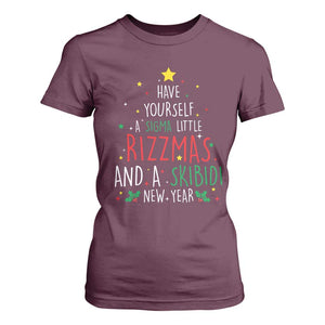 Funny Xmas T Shirt For Women Have Yourself A Sigma Little Rizzmas And A Skibidi New Year TS09 Maroon Print Your Wear