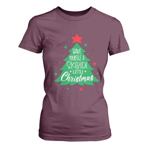 Funny Xmas T Shirt For Women Have Yourself A Skibidi Little Rizzmas TS09 Maroon Print Your Wear