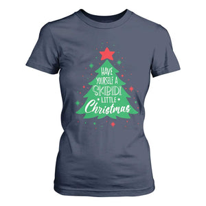 Funny Xmas T Shirt For Women Have Yourself A Skibidi Little Rizzmas TS09 Navy Print Your Wear