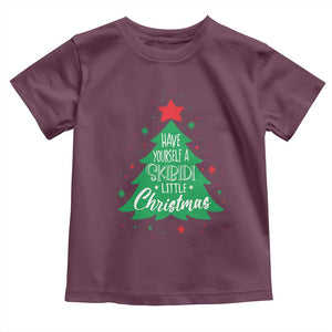 Funny Xmas Toddler T Shirt Have Yourself A Skibidi Little Rizzmas TS09 Maroon Print Your Wear