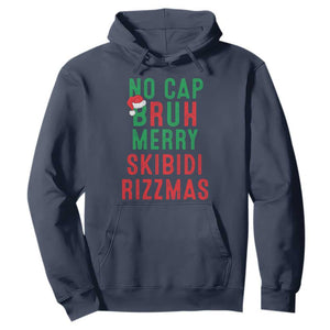 Funny Xmas Hoodie No Cap BRUH Merry Skibidi Rizzmas TS09 Navy Print Your Wear