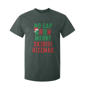 Funny Xmas T Shirt For Kid No Cap BRUH Merry Skibidi Rizzmas TS09 Dark Forest Green Print Your Wear
