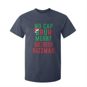 Funny Xmas T Shirt For Kid No Cap BRUH Merry Skibidi Rizzmas TS09 Navy Print Your Wear