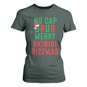 Funny Xmas T Shirt For Women No Cap BRUH Merry Skibidi Rizzmas TS09 Dark Forest Green Print Your Wear