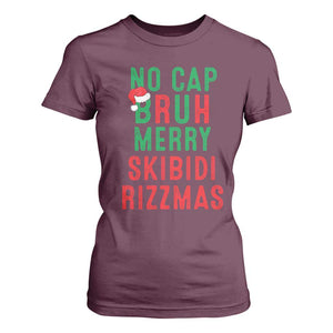 Funny Xmas T Shirt For Women No Cap BRUH Merry Skibidi Rizzmas TS09 Maroon Print Your Wear