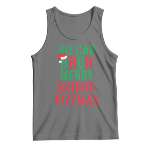 Funny Xmas Tank Top No Cap BRUH Merry Skibidi Rizzmas TS09 Black Heather Print Your Wear