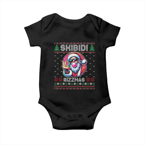 Funny Xmas Baby Onesie Skibidi Rizzmas Santa Bubble Gum TS09 Black Print Your Wear