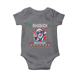 Funny Xmas Baby Onesie Skibidi Rizzmas Santa Bubble Gum TS09 Charcoal Print Your Wear