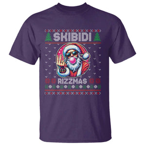 Funny Xmas T Shirt Skibidi Rizzmas Santa Bubble Gum TS09 Purple Print Your Wear