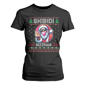 Funny Xmas T Shirt For Women Skibidi Rizzmas Santa Bubble Gum TS09 Black Print Your Wear