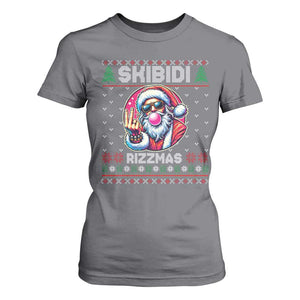 Funny Xmas T Shirt For Women Skibidi Rizzmas Santa Bubble Gum TS09 Charcoal Print Your Wear
