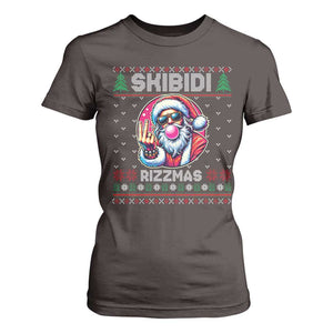 Funny Xmas T Shirt For Women Skibidi Rizzmas Santa Bubble Gum TS09 Dark Chocolate Print Your Wear