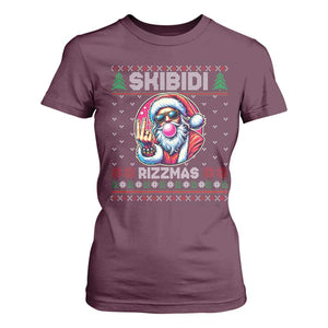 Funny Xmas T Shirt For Women Skibidi Rizzmas Santa Bubble Gum TS09 Maroon Print Your Wear