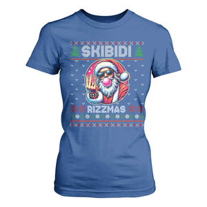 Funny Xmas T Shirt For Women Skibidi Rizzmas Santa Bubble Gum TS09 Royal Blue Print Your Wear