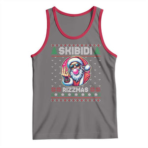 Funny Xmas Tank Top Skibidi Rizzmas Santa Bubble Gum TS09 Deep Heather Red Print Your Wear