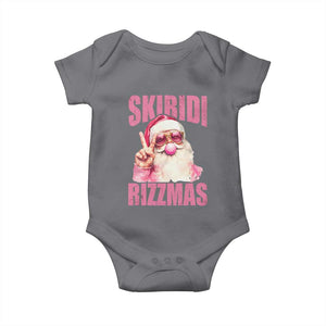 Funny Xmas Baby Onesie Skibidi Rizzmas Pink Santa Bubble Gum TS09 Charcoal Print Your Wear