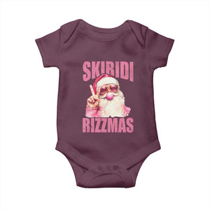 Funny Xmas Baby Onesie Skibidi Rizzmas Pink Santa Bubble Gum TS09 Maroon Print Your Wear