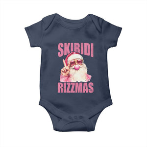 Funny Xmas Baby Onesie Skibidi Rizzmas Pink Santa Bubble Gum TS09 Navy Print Your Wear