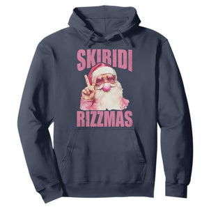 Funny Xmas Hoodie Skibidi Rizzmas Pink Santa Bubble Gum TS09 Navy Print Your Wear
