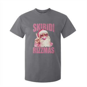 Funny Xmas T Shirt For Kid Skibidi Rizzmas Pink Santa Bubble Gum TS09 Charcoal Print Your Wear