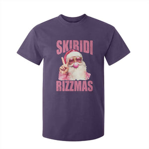 Funny Xmas T Shirt For Kid Skibidi Rizzmas Pink Santa Bubble Gum TS09 Purple Print Your Wear
