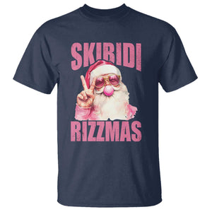 Funny Xmas T Shirt Skibidi Rizzmas Pink Santa Bubble Gum TS09 Navy Print Your Wear