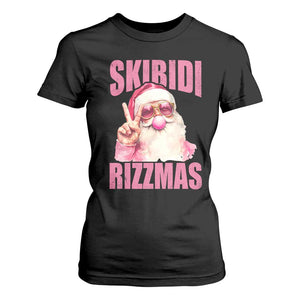 Funny Xmas T Shirt For Women Skibidi Rizzmas Pink Santa Bubble Gum TS09 Black Print Your Wear