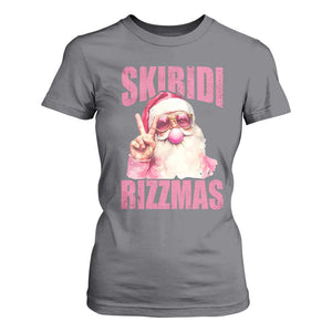 Funny Xmas T Shirt For Women Skibidi Rizzmas Pink Santa Bubble Gum TS09 Charcoal Print Your Wear