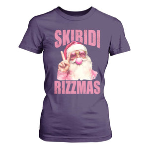 Funny Xmas T Shirt For Women Skibidi Rizzmas Pink Santa Bubble Gum TS09 Purple Print Your Wear