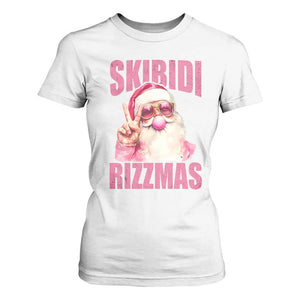 Funny Xmas T Shirt For Women Skibidi Rizzmas Pink Santa Bubble Gum TS09 White Print Your Wear