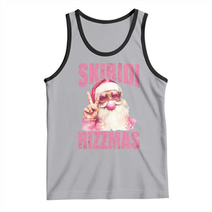 Funny Xmas Tank Top Skibidi Rizzmas Pink Santa Bubble Gum TS09 Athletic Heather Black Print Your Wear