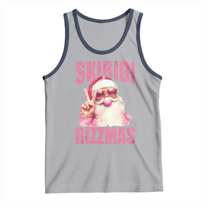 Funny Xmas Tank Top Skibidi Rizzmas Pink Santa Bubble Gum TS09 Athletic Heather Navy Print Your Wear
