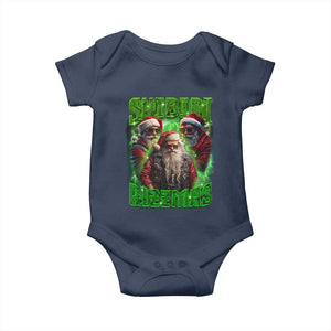 Funny Xmas Baby Onesie Skibidi Rizzmas Cool Santa Rizz TS09 Navy Print Your Wear