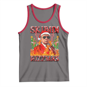 Funny Xmas Trump Tank Top Skibidi Rizzmas Cool Trump Rizz TS09 Deep Heather Red Print Your Wear