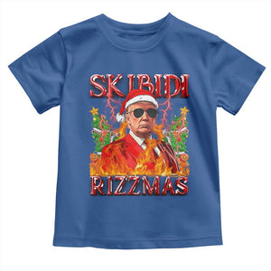 Funny Xmas Trump Toddler T Shirt Skibidi Rizzmas Cool Trump Rizz TS09 Royal Blue Print Your Wear