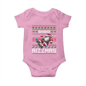 Funny Xmas Baby Onesie Skibidi Rizzmas Cool Santa Skateboard Rizz TS09 Light Pink Print Your Wear
