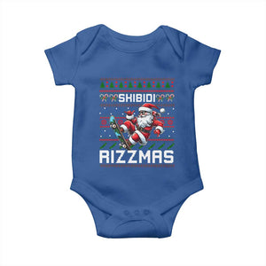 Funny Xmas Baby Onesie Skibidi Rizzmas Cool Santa Skateboard Rizz TS09 Royal Blue Print Your Wear