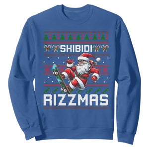 Funny Xmas Sweatshirt Skibidi Rizzmas Cool Santa Skateboard Rizz TS09 Royal Blue Print Your Wear