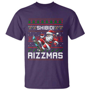 Funny Xmas T Shirt Skibidi Rizzmas Cool Santa Skateboard Rizz TS09 Purple Print Your Wear