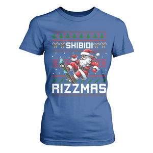 Funny Xmas T Shirt For Women Skibidi Rizzmas Cool Santa Skateboard Rizz TS09 Royal Blue Print Your Wear