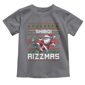 Funny Xmas Toddler T Shirt Skibidi Rizzmas Cool Santa Skateboard Rizz TS09 Charcoal Print Your Wear