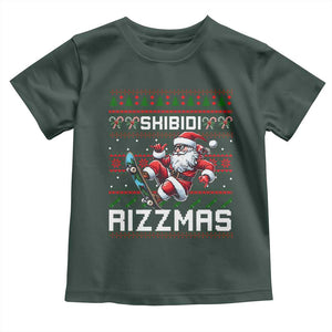 Funny Xmas Toddler T Shirt Skibidi Rizzmas Cool Santa Skateboard Rizz TS09 Dark Forest Green Print Your Wear