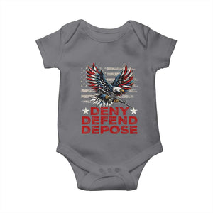 Deny Defend Depose Baby Onesie Eagle American Flag TS09 Charcoal Print Your Wear