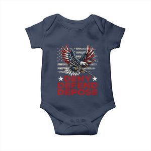 Deny Defend Depose Baby Onesie Eagle American Flag TS09 Navy Print Your Wear
