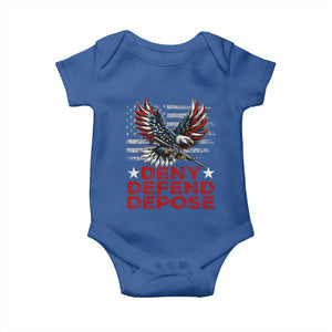 Deny Defend Depose Baby Onesie Eagle American Flag TS09 Royal Blue Print Your Wear