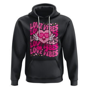 Valentine's Day Hoodie Retro Groovy Love Vibes Heart Eyes TS09 Black Printyourwear
