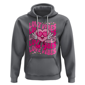 Valentine's Day Hoodie Retro Groovy Love Vibes Heart Eyes TS09 Charcoal Printyourwear