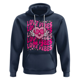 Valentine's Day Hoodie Retro Groovy Love Vibes Heart Eyes TS09 Navy Printyourwear