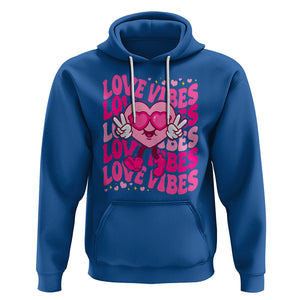Valentine's Day Hoodie Retro Groovy Love Vibes Heart Eyes TS09 Royal Blue Printyourwear