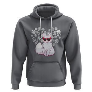 Valentine's Day Hoodie Arctic Snow Fox Heart Glasses Snowflake Animal Lover TS09 Charcoal Printyourwear
